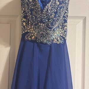 Elegant Blue Embellished Dress